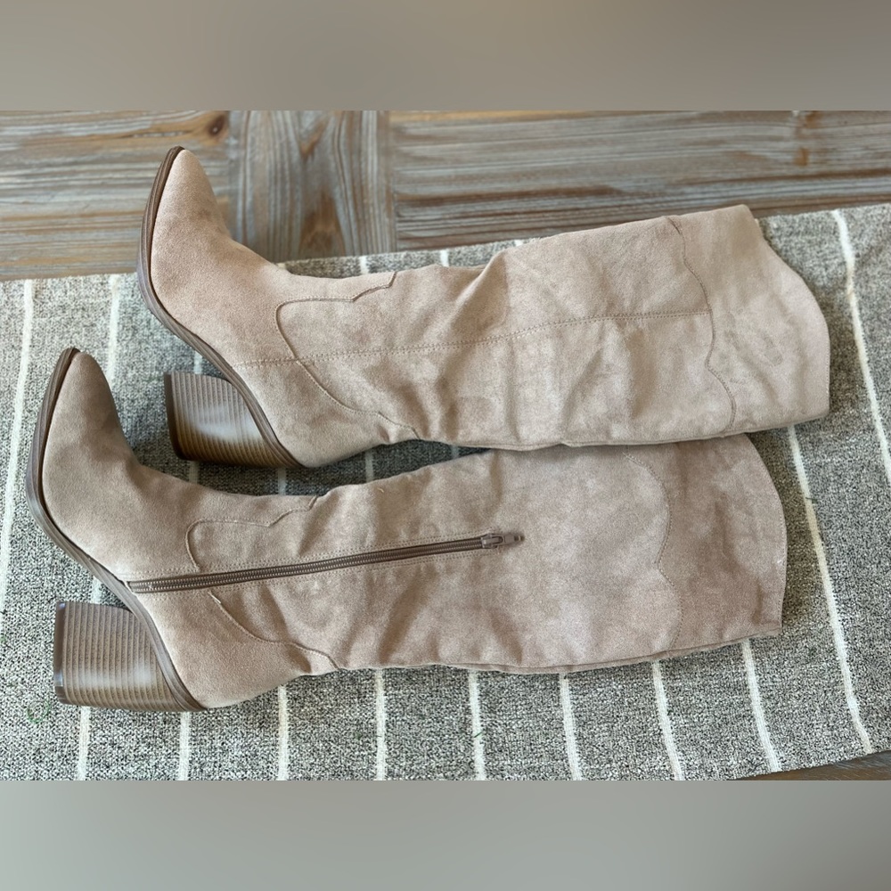 Yoki beige suede high boots, size 7. Worn 1 time for an hour. Gorgeous and soft